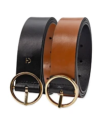 Cole Haan Women's Two-In-One Center Bar Reversible Genuine Leather Belt