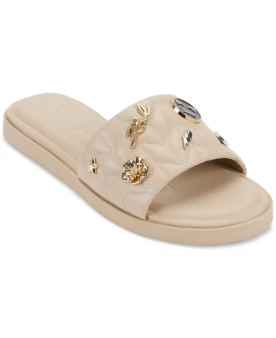Karl Lagerfeld Paris Women's Carenza Pins Flat Slide Sandals