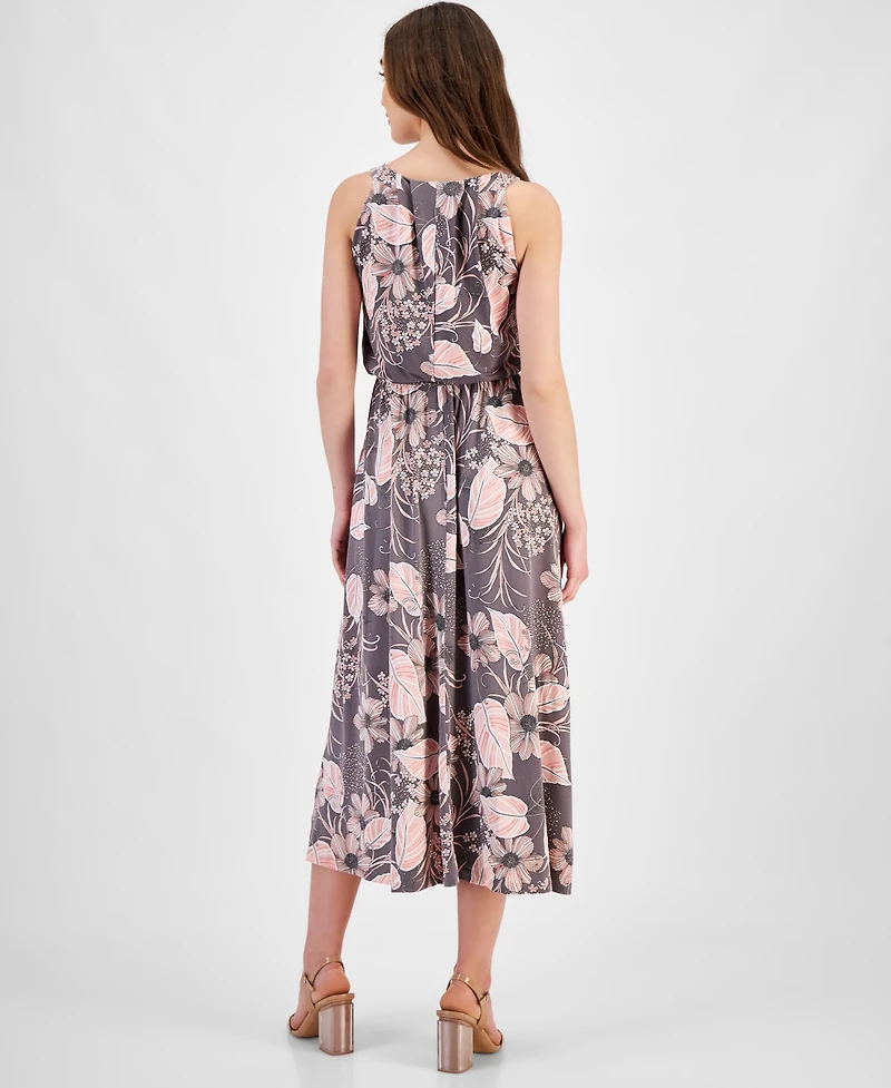 Robbie Bee Petite Floral Halter Sleeveless Maxi Dress