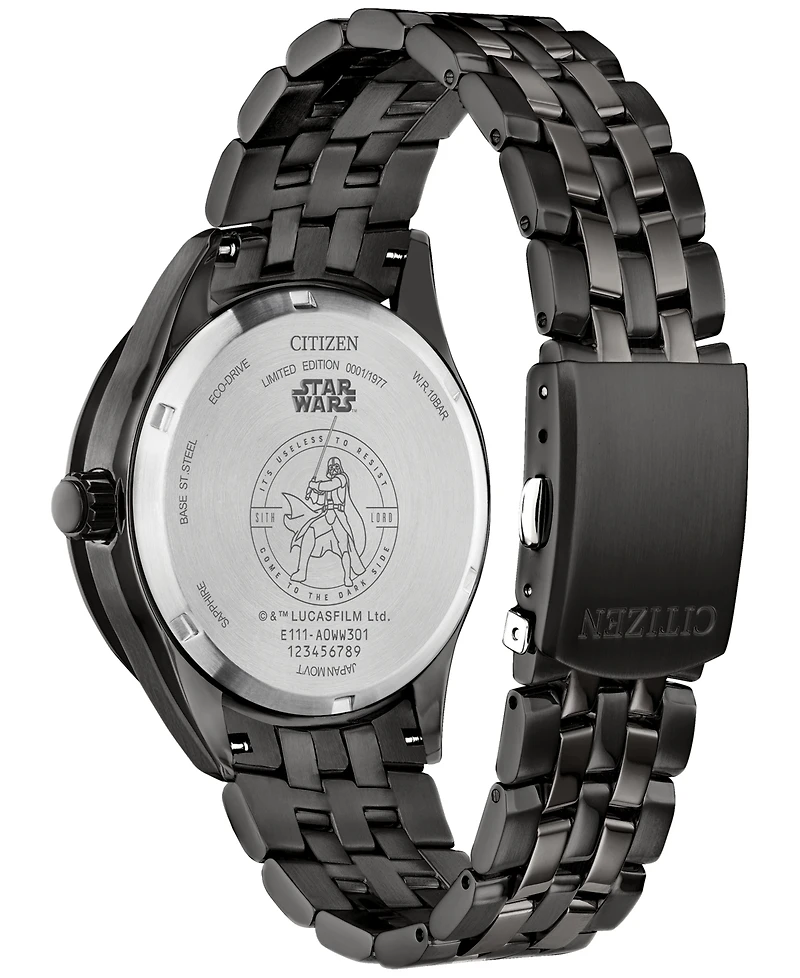 Citizen Eco-Drive Men's Star Wars Darth Vader Black-Tone Stainless Steel Bracelet Watch 41mm Gift Set