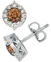Le Vian Chocolate Diamond & Nude Halo Stud Earrings (3/4 ct. t.w.) 14k Gold (Also Available White or Rose Gold)