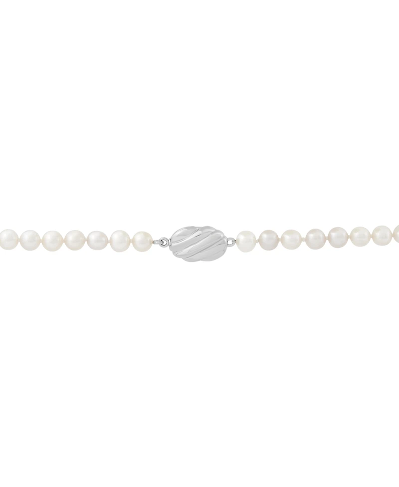 Arabella Cultured Freshwater Pearl (5mm & 10 x 8mm) & Cubic Zirconia Lariat Necklace in Sterling Silver, Created for Macy's