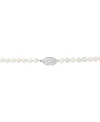 Arabella Cultured Freshwater Pearl (5mm & 10 x 8mm) & Cubic Zirconia Lariat Necklace in Sterling Silver, Created for Macy's