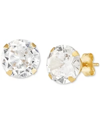 Cubic Zirconia Round Stud Earrings 14k Gold or White