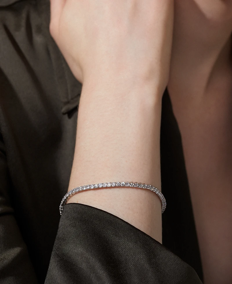 Eliot Danori Rhodium-Plated Cubic Zirconia Tennis Bracelet, Created for Macy's