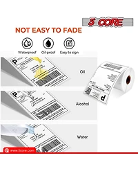 5 Core Shipping Label Printer 4 Pack 4 x 6 Inch Direct Thermal Labels for Organizing Commercial Use Label Printer Stickers -Dtl 4PK
