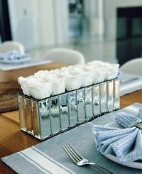 Rose Box Nyc Pure White Long Lasting Preserved Real Roses in Modern Mirrored Centerpiece Vase, 12 Roses