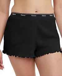 Hanes Women's Originals Cozywear Ribbed Ruffled Shorts OG118