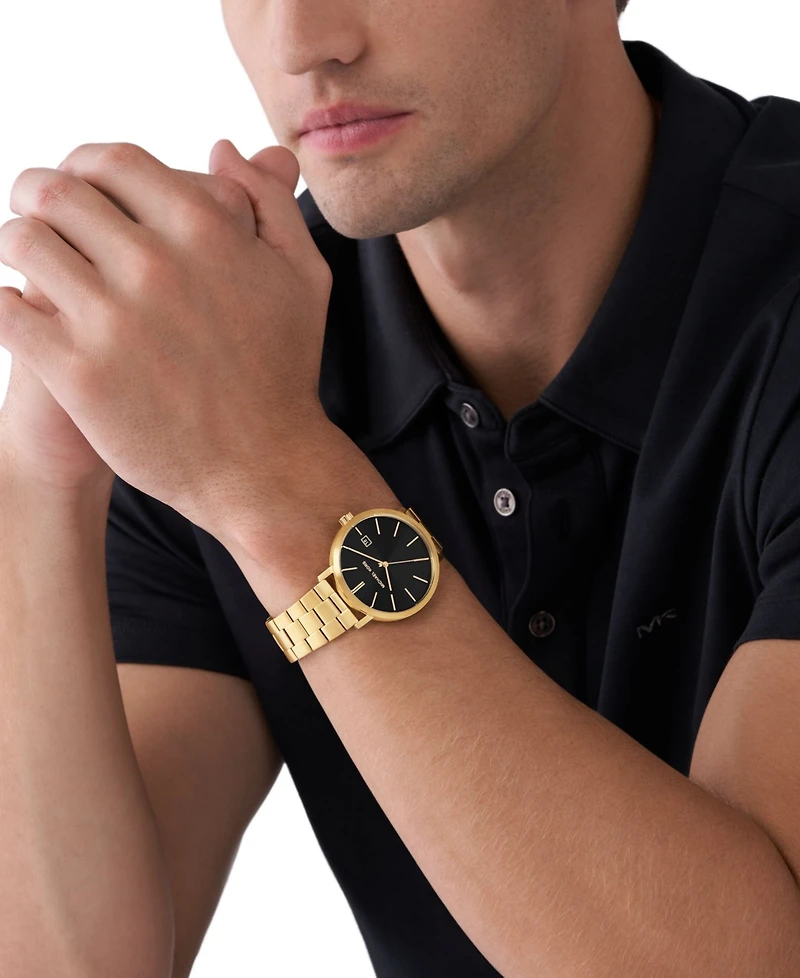 Michael Kors Men's Blake Three-Hand Date Gold-Tone Stainless Steel Watch 42mm