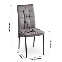 Streamdale Furniture Grey Velvet High Back Nordic Dining Chair Modern Fabric Chair with Black Legs, Set Of 4