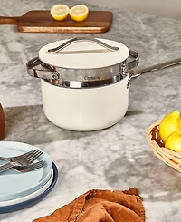 Caraway Nonstick Stainless Steel 3-Qt. Saucepan Steamer