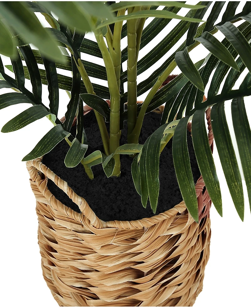 Monarch Specialties 24" Indoor Artificial Floor Palm Plant with Decorative Beige Woven Basket