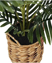Monarch Specialties 24" Indoor Artificial Floor Palm Plant with Decorative Beige Woven Basket