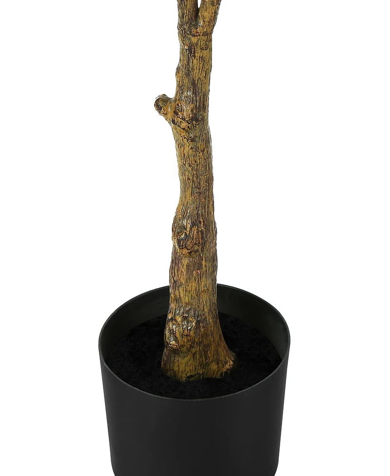 Monarch Specialties 52" Indoor Artificial Floor Rubber Tree with Black Pot