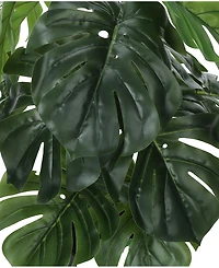 Monarch Specialties 24" Indoor Artificial Monstera Plant with Decorative Black Pot