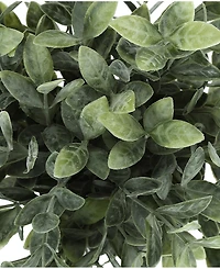 Monarch Specialties 11" Indoor Artificial Eucalyptus Grass Plants with Decorative Black Pots, Set Of 2