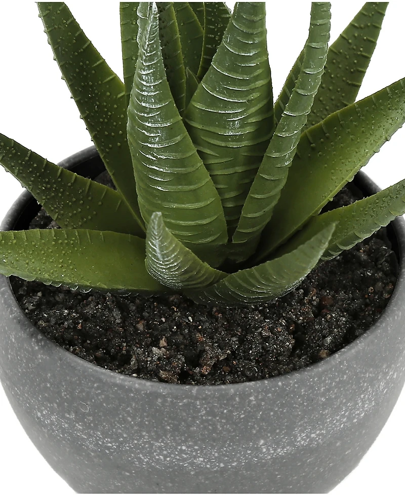Monarch Specialties 6" Indoor Artificial Succulent Plants with Decorative Grey Cement Pots, Set Of 3
