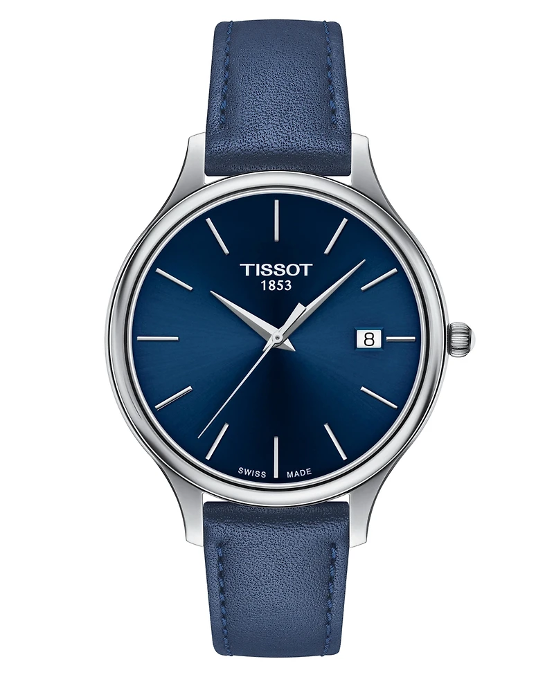 Tissot Women's Swiss Bella Ora Blue Leather Strap Watch 38mm