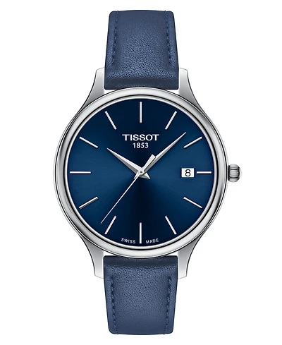 Tissot Women's Swiss Bella Ora Blue Leather Strap Watch 38mm