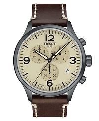 Tissot Men's Swiss Chronograph Xl Brown Leather Strap Watch 45mm