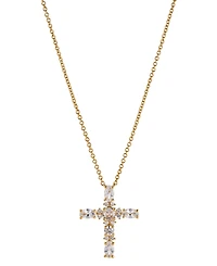 Eliot Danori 18k Gold-Plated Cubic Zirconia Cross Pendant Necklace, 16" + 2" extender, Created for Macy's