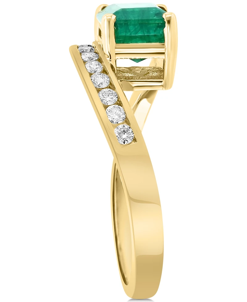 Effy Emerald (1-3/8 ct. t.w.) & Diamond (1/6 ct. t.w.) Bypass Ring in 14k Gold