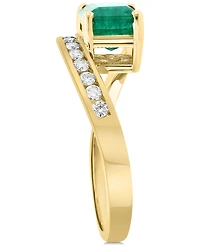 Effy Emerald (1-3/8 ct. t.w.) & Diamond (1/6 ct. t.w.) Bypass Ring in 14k Gold