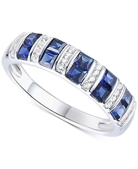 Lab-Grown Emerald (3/8 ct. t.w.) & White Sapphire (1/8 Band 14k Gold-Plated Sterling Silver (Also Blue