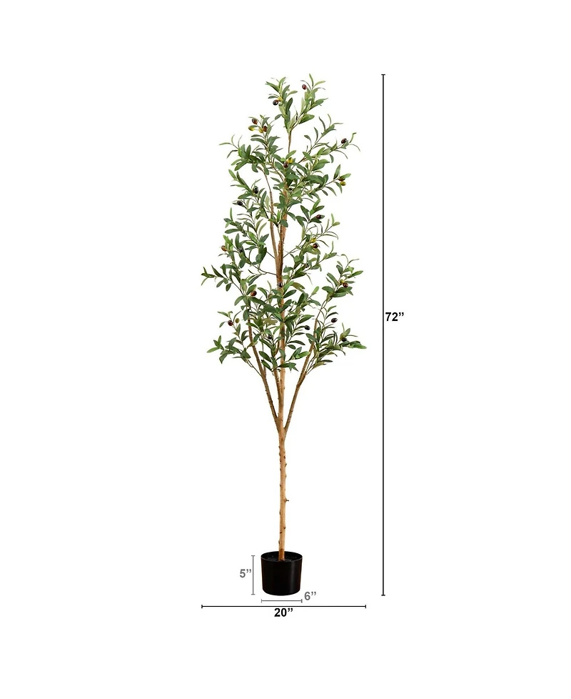 Nearly Natural 6ft. Artificial Olive Tree with Natural Trunk