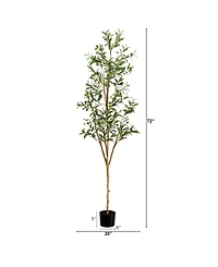 Nearly Natural 6ft. Artificial Olive Tree with Natural Trunk