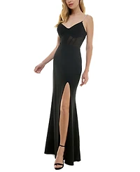City Studios Juniors' V-Neck Corset Sleeveless Gown