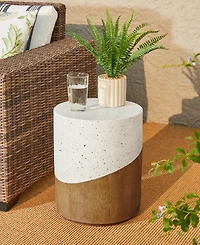 Glitzhome Multi-functional Faux Terrazzo and Wood Texture Garden Stool or Plant Stand