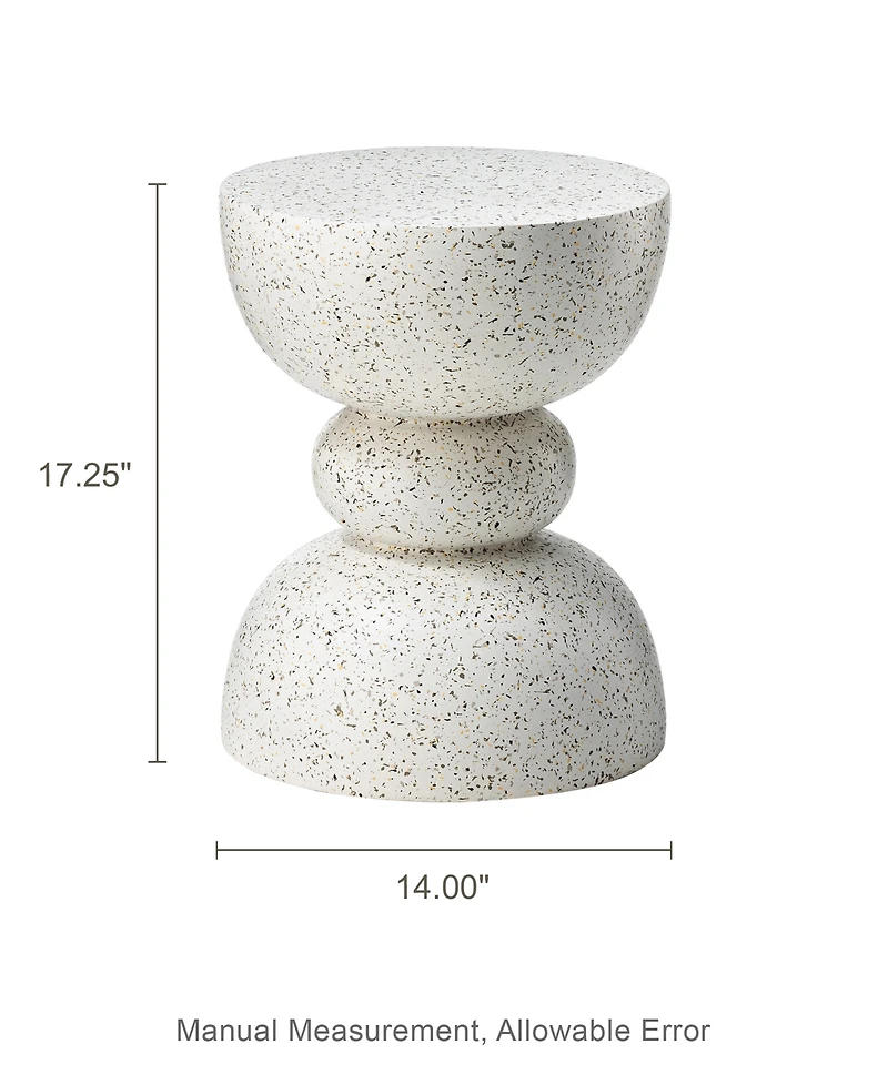 Glitzhome Multi-functional Faux Terrazzo Garden Stool or Plant Stand or Accent Table