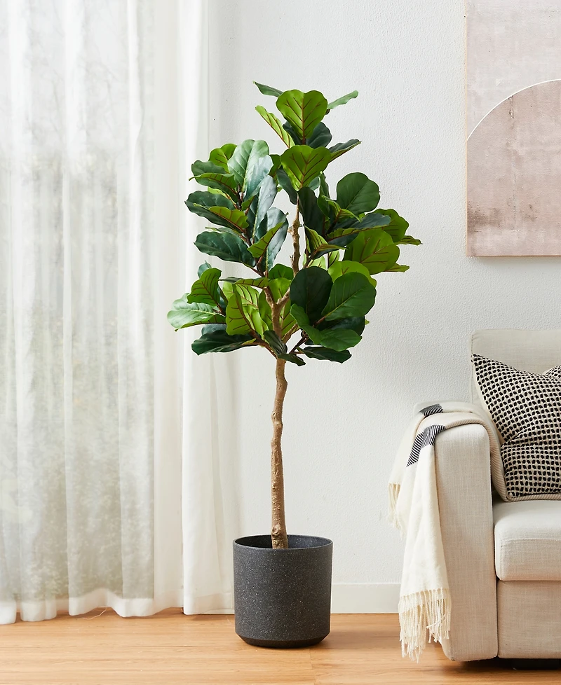 Glitzhome 5ft. Faux Fiddle Leaf Fig Tree in Pot