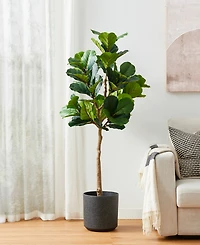 Glitzhome 5ft. Faux Fiddle Leaf Fig Tree in Pot