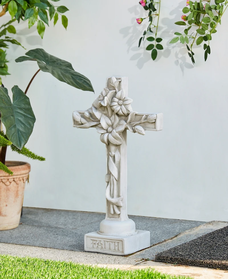 Glitzhome Holy Cross with Lily Garden Statue