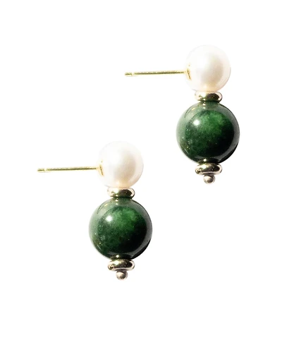 Robyn — Pearl jade stone drop earrings