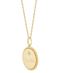 Diamond Accent Mama Disc Pendant Necklace in Sterling Silver or 14k Gold-Plated Sterling Silver, 16" + 2" extender