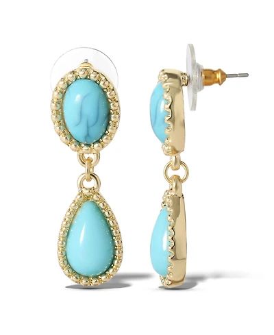Jessica Simpson Womens Turquoise Earrings - Oxidized Gold-Tone or Silver-Tone Turquoise Dangle Earrings for Women