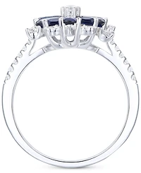 Lab-Grown Emerald (7/8 ct. t.w.) & White Sapphire (1/8 Flower Ring 14k Gold-Plated Sterling Silver (Also Additional Gemstone