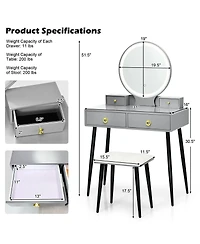 Sugift Vanity Table Set with Mirror