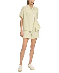 Andrew Marc Sport Women's Short-Sleeve Gauze Button-Front Camp Shirt