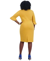 Kasper Kat Elbow-Sleeve Ruffled-Cuff Dress