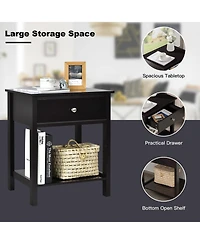 Sugift Wooden Storage Shelf with Drawer for Bedroom and Living Room