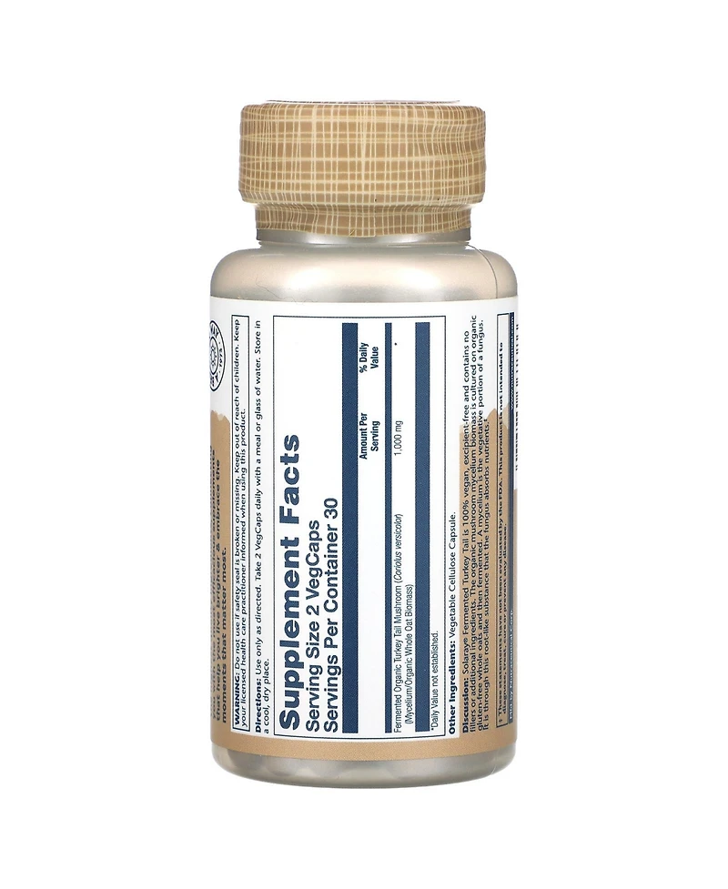 Solaray Fermented Turkey Tail Mushrooms - 60 VegCaps (500 mg per Capsule)