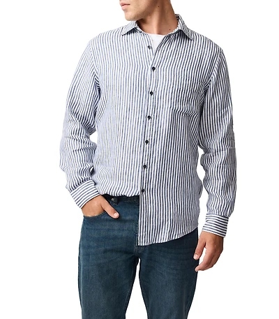 Rodd Gunn Men's Port Charles Linen Long Sleeve Slim Fit Shirt