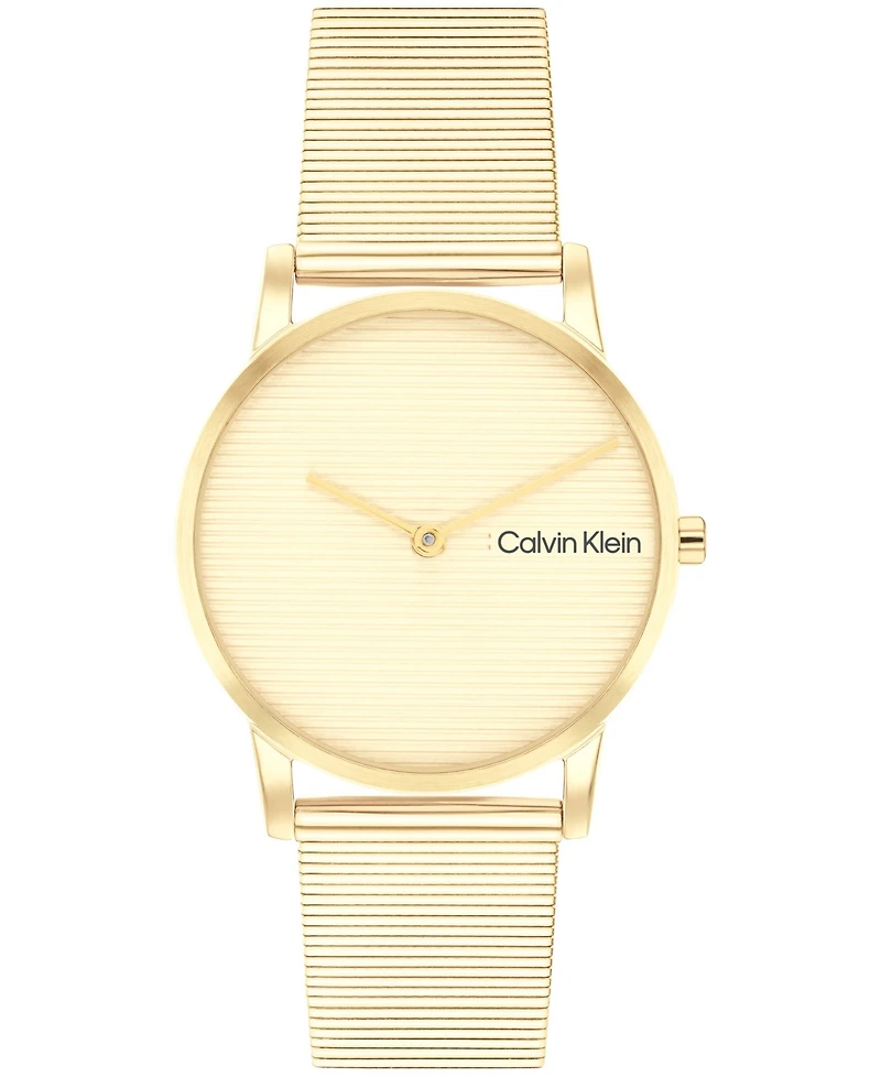 Calvin Klein Women's Ck Feel Gold-Tone Stainless Steel Mesh Watch 30mm