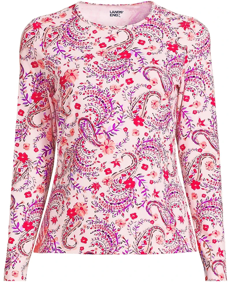 Lands' End Women's Long SunShade Upf 50 Sleeve Relaxed Rash Guard Print