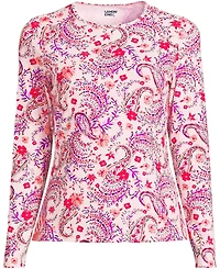 Lands' End Women's Long SunShade Upf 50 Sleeve Relaxed Rash Guard Print