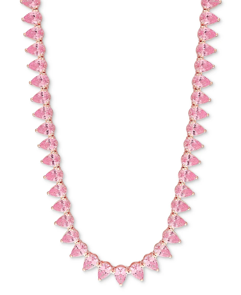 Lab-Grown Pink Sapphire 18" Tennis Necklace (35 ct. t.w.) in Rose-Plated Sterling Silver